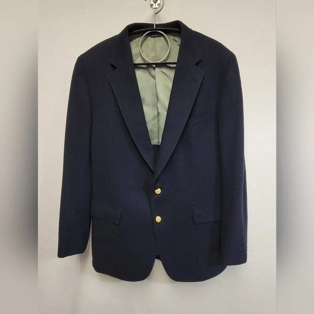 Cricketeer Wool Sport Coat/Classic Navy Blazer with Gold Buttons Mens Size 44